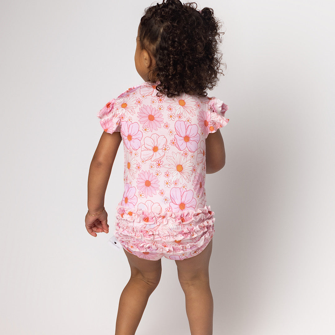 Lola Floral Cap Sleeve Ruffled Romper