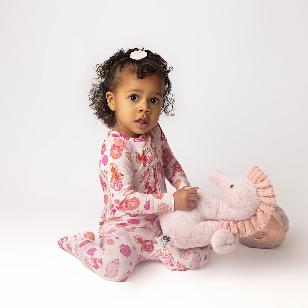 Zeela Mermaid Footie Ruffled Zippered One Piece