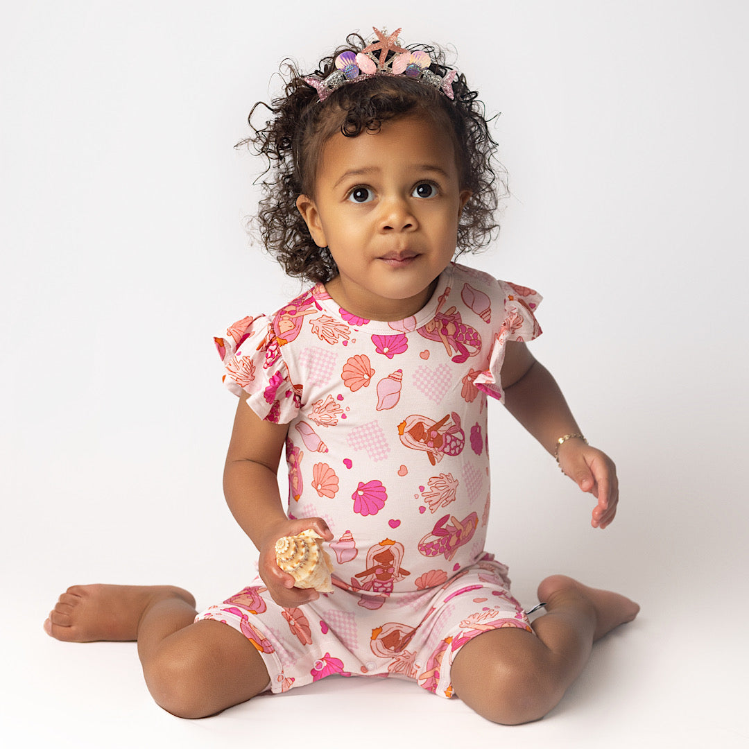Zeela Mermaid Cap Sleeve Ruffled Romper
