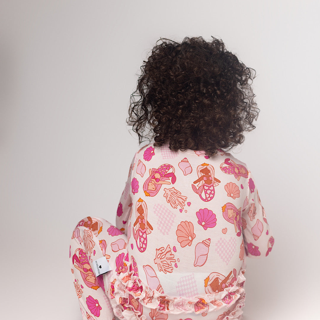 Zeela Mermaid Footie Ruffled Zippered One Piece