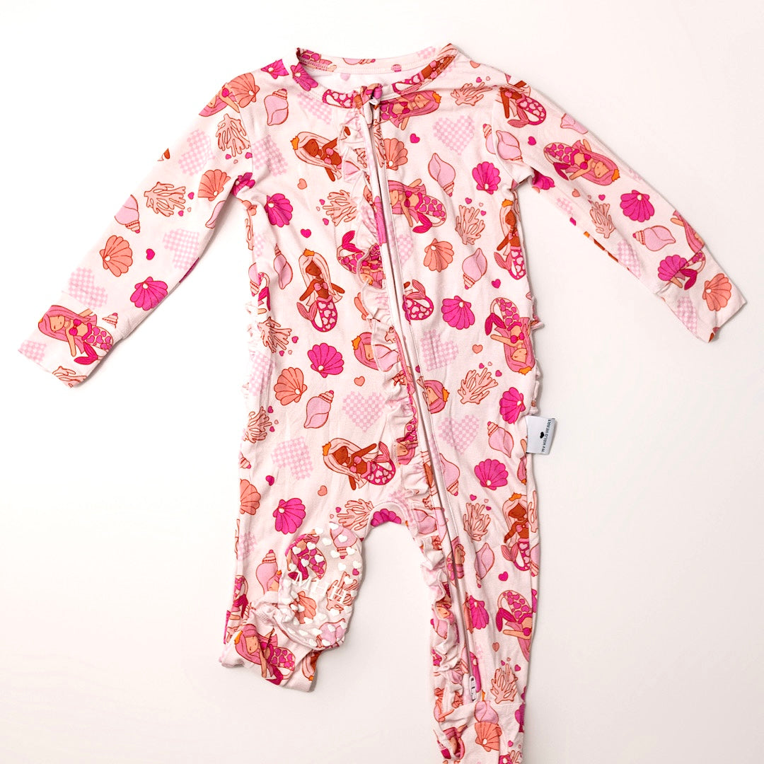Zeela Mermaid Footie Ruffled Zippered One Piece