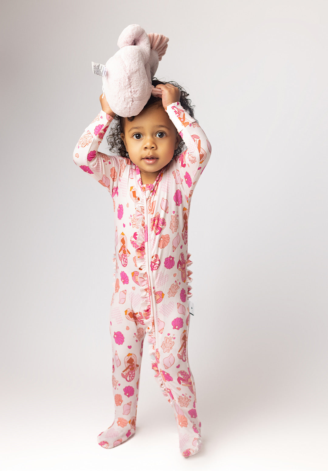 Zeela Mermaid Footie Ruffled Zippered One Piece